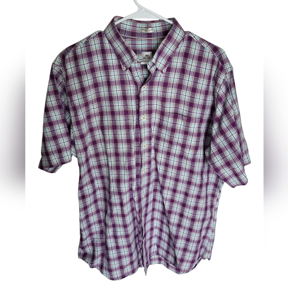 Peter Millar Purple and White Casual Button Down Shirt